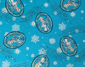 Elsa Gerahmter Aqua Baumwollstoff, Disney's Frozen Lizenzstoff