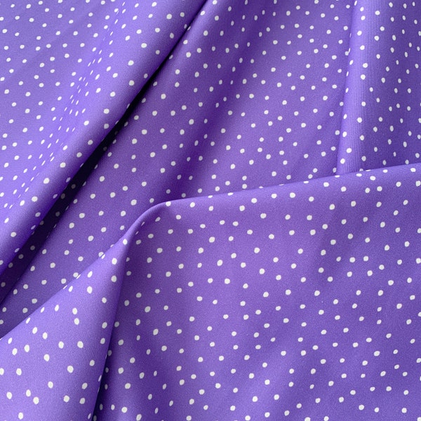 Dinky Dots Purple and White 100% Cotton Fabric, Loralie Designs, Premium Quality Fabric, Cat Happy Fabric Collection