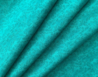 100% Cotton Fabric, Teal Vines Tonal, 1stQuality Cotton Quilting Fabric, Fabric by the Yard, Half Yard, Home Decor Fabric, Apparel