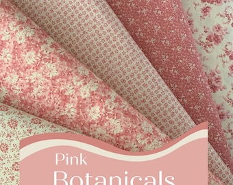 Pink Floral Collection 100% Cotton Fabric, Botanicals Hope Chest Florals , Fabric by the Yard, 45 Inch Width