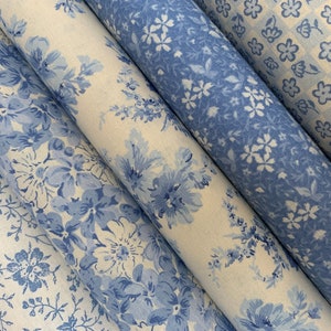 Blue Floral 100% Cotton Fabric Botanicals Hope Chest Florals - Etsy