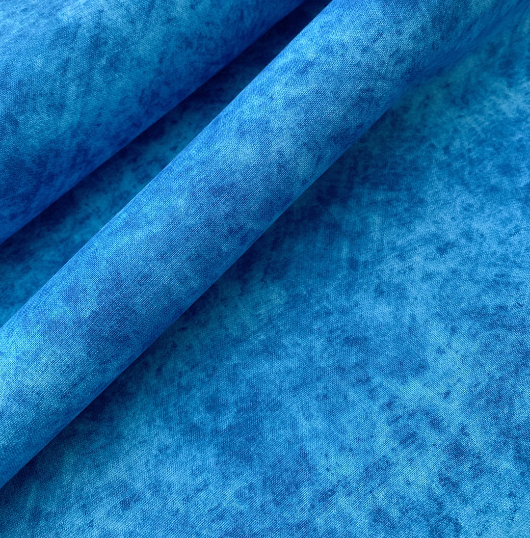 Royal Blue Grunge Paint Cotton Fabric, 100 Cotton, Quilting Weight