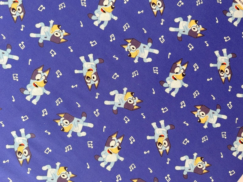 Disney Bluey Music Notes Fabric, Royal Blue Cotton - Etsy