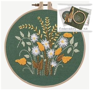 Embroidery Kit, Folk Art Handmade Artwork, Embroidery Kit with Flowers, Gifts, DIY Handmade, Beginner Embroidery Kit, Craft Kit