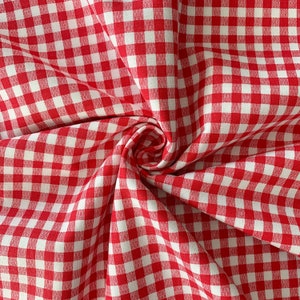 Red and White Checked Fabric, Quilting Weight Cotton Fabric by the Yard, Half Yard, Checkers Red Fabric, Gingham Red, Red Cotton Fabric