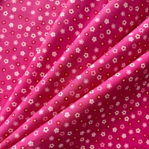 Pink Ditsy 100% Cotton Fabrics. Pink Meadow Collection, Lightweight Quilting Cotton and Craft Material