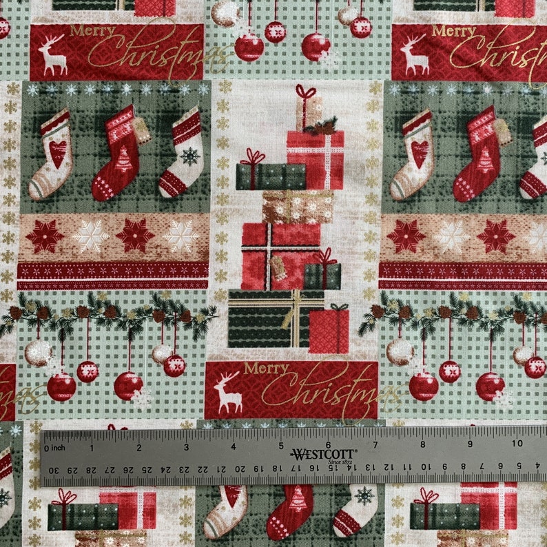 100% Cotton Fabric Merry Christmas Gifts & Stockings - Etsy