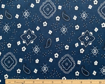 Navy Blue Bandana Fabric, 100% Cotton, Quilting & Crafting