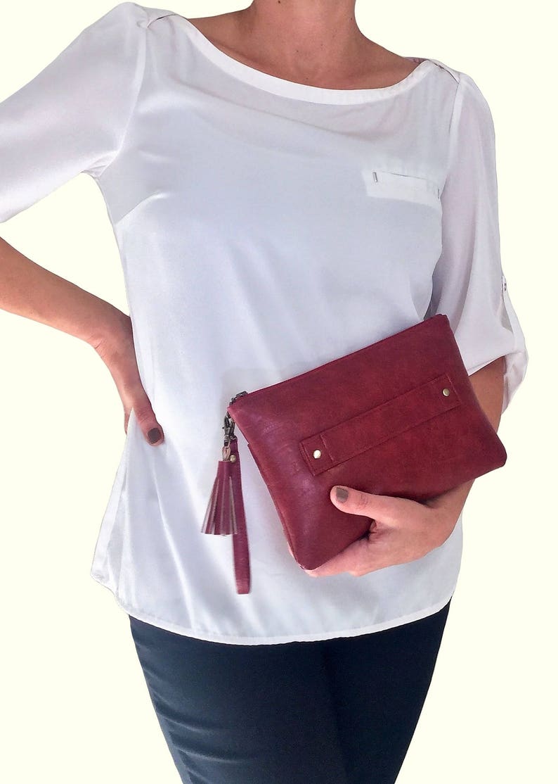 Bella Clutch PDF Pattern, Bag Sewing Pattern, Zippered Leather Clutch with Hand Strap, Handbag Pattern, Modern Purse Sewing Pattern image 3