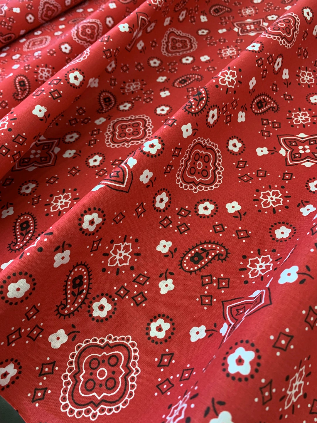Red Bandana Cotton Fabric 100 Cotton Fabric for Quilting Etsy