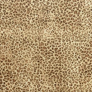 Op de afbeelding: Een stof met een herhalend luipaardpatroon met donkerbruine en zwarte vlekken op een lichtbruine en beige achtergrond. Het ontwerp bestaat uit onregelmatige, organische vormen die de natuurlijke markeringen van de vacht van een luipaard nabootsen.