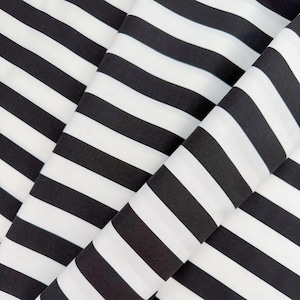 Black & White Stripe 100% Cotton Fabric, 1st Quality Fabric, Sold By The Yard, Half Yard, Quarter Yard, Wide Stripe Black and White