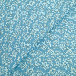 100% Cotton Fabric in Light Blue Calico Allover, Quilting Cotton, Apparel Fabric, Fabric by the Yard, Half Yard, Quarter Yard