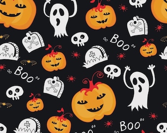 Tessuto di cotone per Halloween, trapuntatura e cucito artigianale a tema zucca fantasma