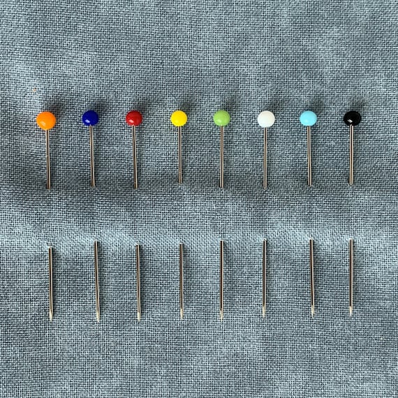 Sewing Pins, 200 Glass Head Pins in Container, Colorful Ball