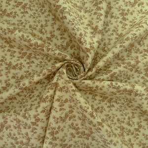 Brown Foliage on Tan 100% Cotton Fabric, Quilting Weight Cotton, Home Decor Fabric, Fabric by the Yard, Half Yard, Tan Floral Fabric