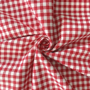 Rot-weiß karierter Baumwollstoff, Quiltmaterial, 1/4" Karos