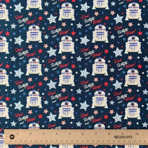 Star Wars Cotton Fabric, Licensed Fabric by Camelot Fabrics, Fabric by the Yard, Half Yard, Red White and Bloop