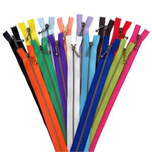 12&quot; Metal Coil Zipper Closed End, Multiple Colors, Bag Zippers, Long Pull Purse Zipper