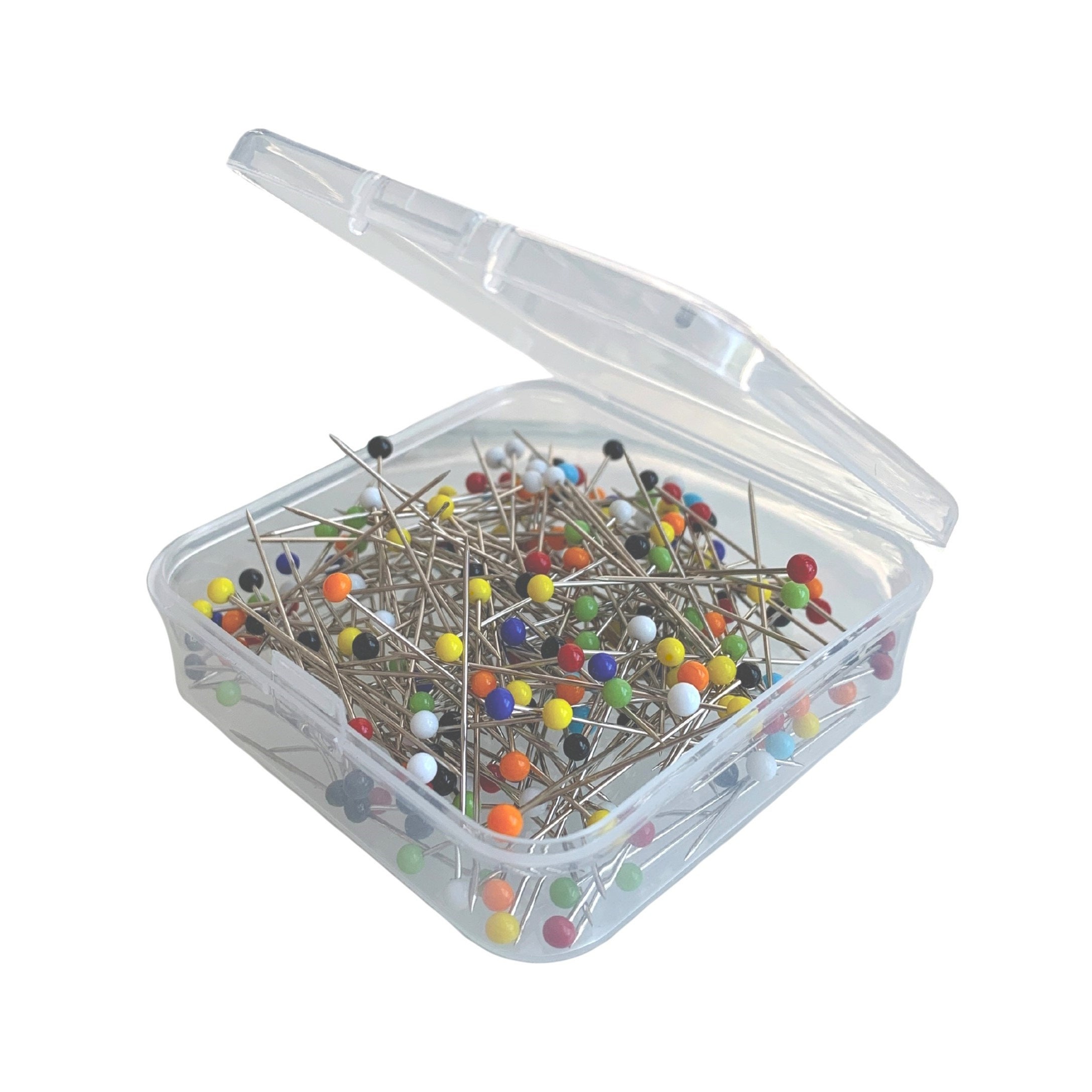 Sewing Pins, 200 Glass Head Pins in Container, Colorful Ball