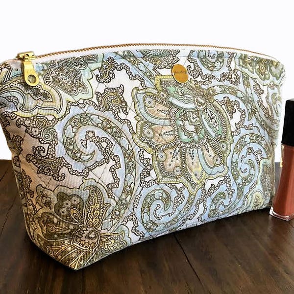 Makeup Bag PDF Sewing Pattern, Zippered Bag Pattern, Large Makeup Bag, Zippered Bag Tutorial, Makeup Organizer Travel Bag Sewing Pattern