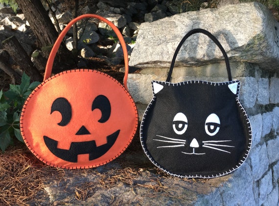 ハロウィンのお菓子バッグのPDF縫製パターン、カボチャとキティ（2 