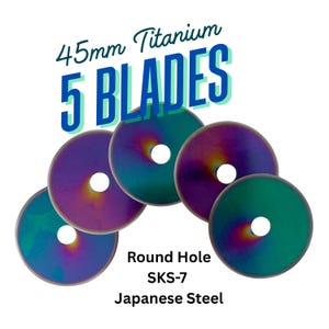 45mm Rotary Cutting Blades, Carbide Steel SKS-7 Titanium Coating, Round Hole Replacement blades for Fiscars, Westcott, Cricut, and Martelli