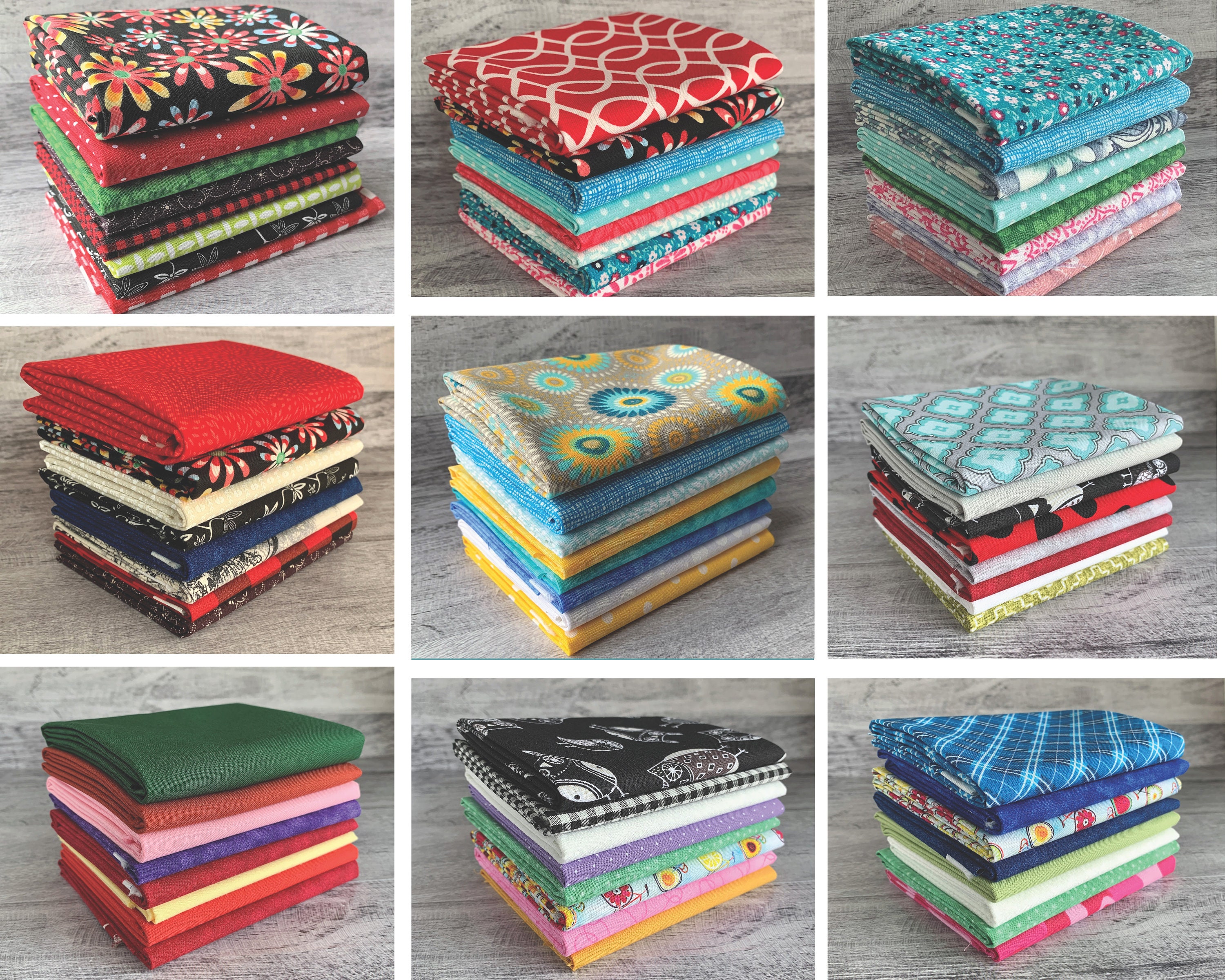 Fat Quarter Bundle of 8, CLEARANCE Cotton Fabric Bundles