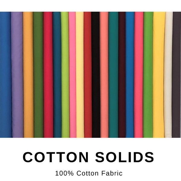 100% Cotton Solid Fabrics, Classic Cottons, Premium Solid Fabric, Dream Cotton, Quilt Cotton, Priced by the HalfYard, New Colors, 45 COLORS!