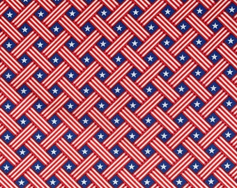 Stars and Stripes Weave Patriotic Fabric, 100% Cotton, Quilting Cotton, Apparel Fabric, Sold by Quarter, Half & Full Yard, Red White Blue