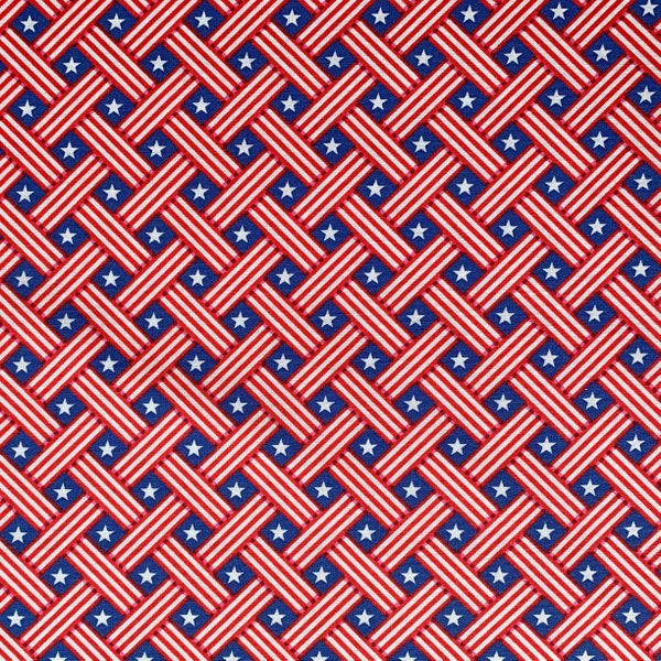 Stars and Stripes Weave Patriotic Fabric, 100% Cotton, Quilting Cotton, Apparel Fabric, Sold by Quarter, Half & Full Yard, Red White Blue