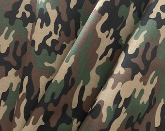 Tissu 100 % coton camouflage vert : courtepointe et vêtements