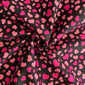 Mini Hearts on Black 100% Cotton Fabric, Loralie Designs, Premium Quality Fabric, Fabric, Sold By The Yard, Half Yard, Quarter Yard