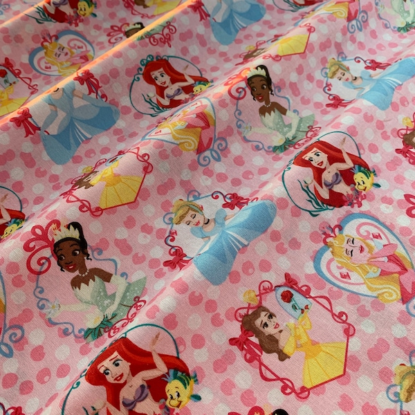 Disney Princess Gem Frames 100% Cotton Fabric, by Disney, Novelty Fabric, Licensed Fabric, Sold By The Yard, Half Yard, Quarter Yard