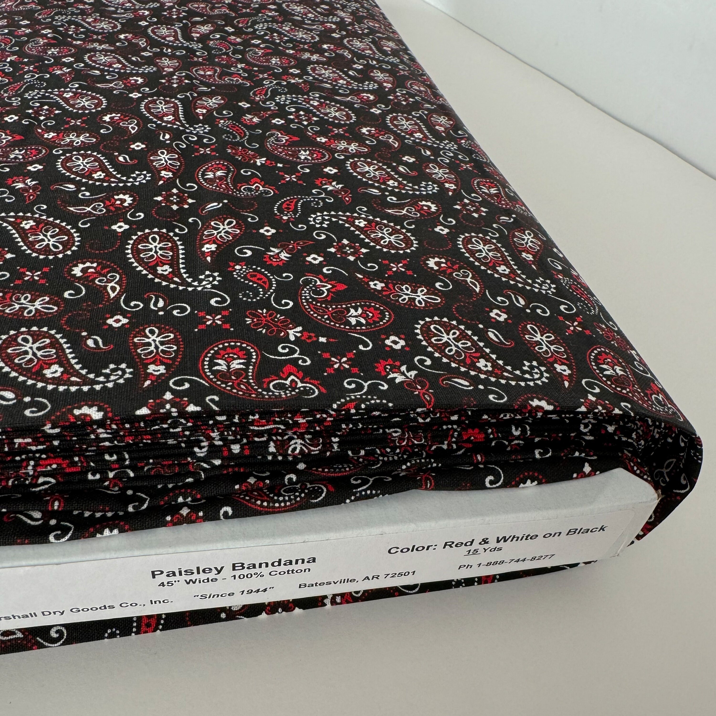Red and Black Paisley Bandana Print, Cotton Fabric - Etsy