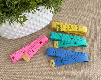 Flexible Wide Sewing Tape Measure, 60 Inch, 150 CM, Teal, Pink, Blue, Yellow