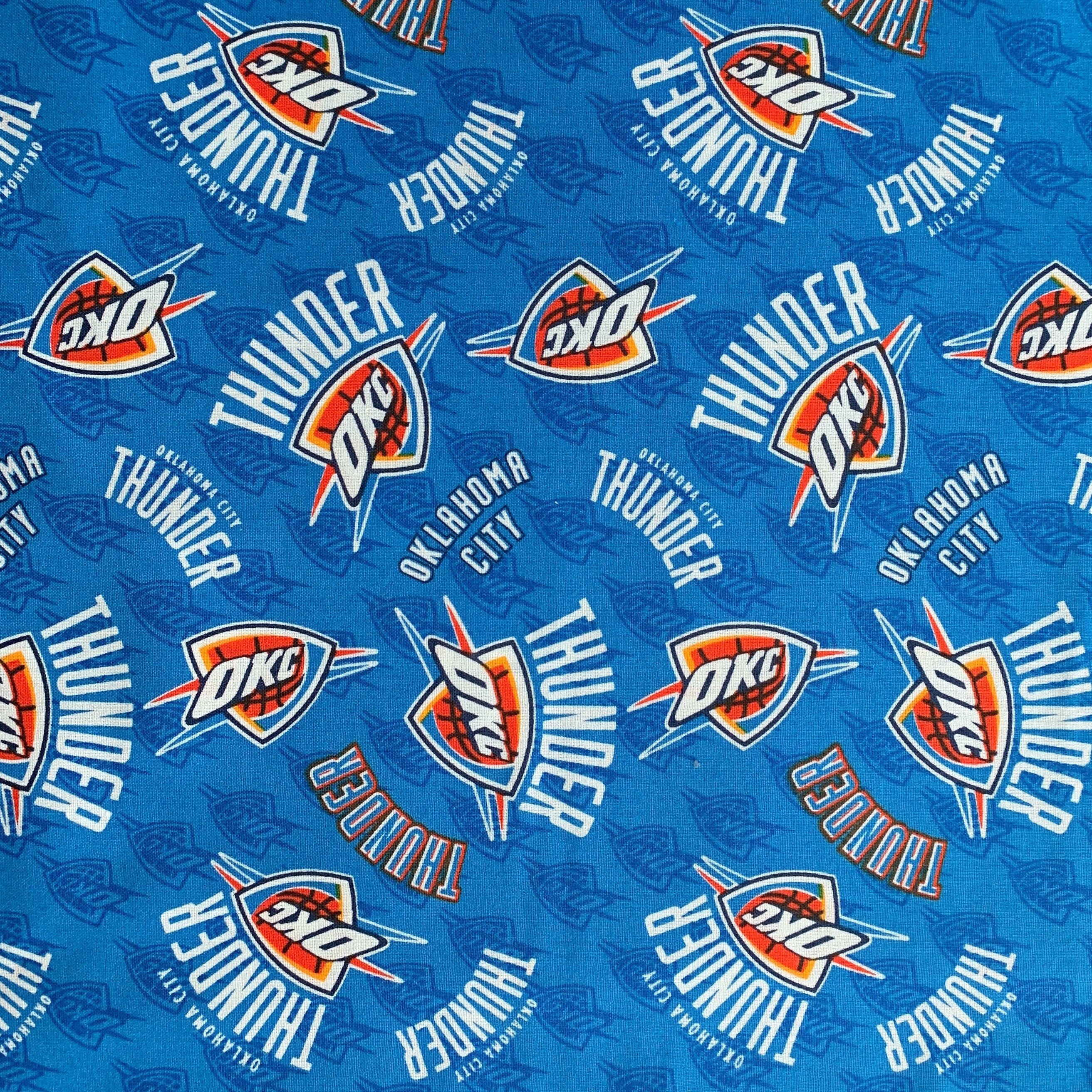Oklahoma City Thunder Pro Basketball Fabric, 100% Cotton, NBA Pro Basketball Team Logo Fabric, Quilting Weight Licensed Fabric, Go OKC!