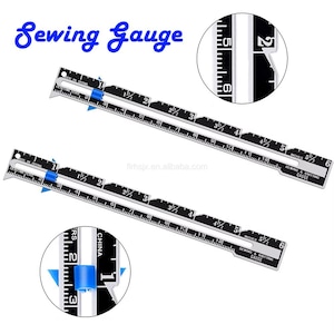 Sewing Gauge 6&quot; Aluminum Ruler with Slider, Metal Ruler 6&quot;/15cm Long, Sliding Ruler for Sewing, Knitting, and Crafts