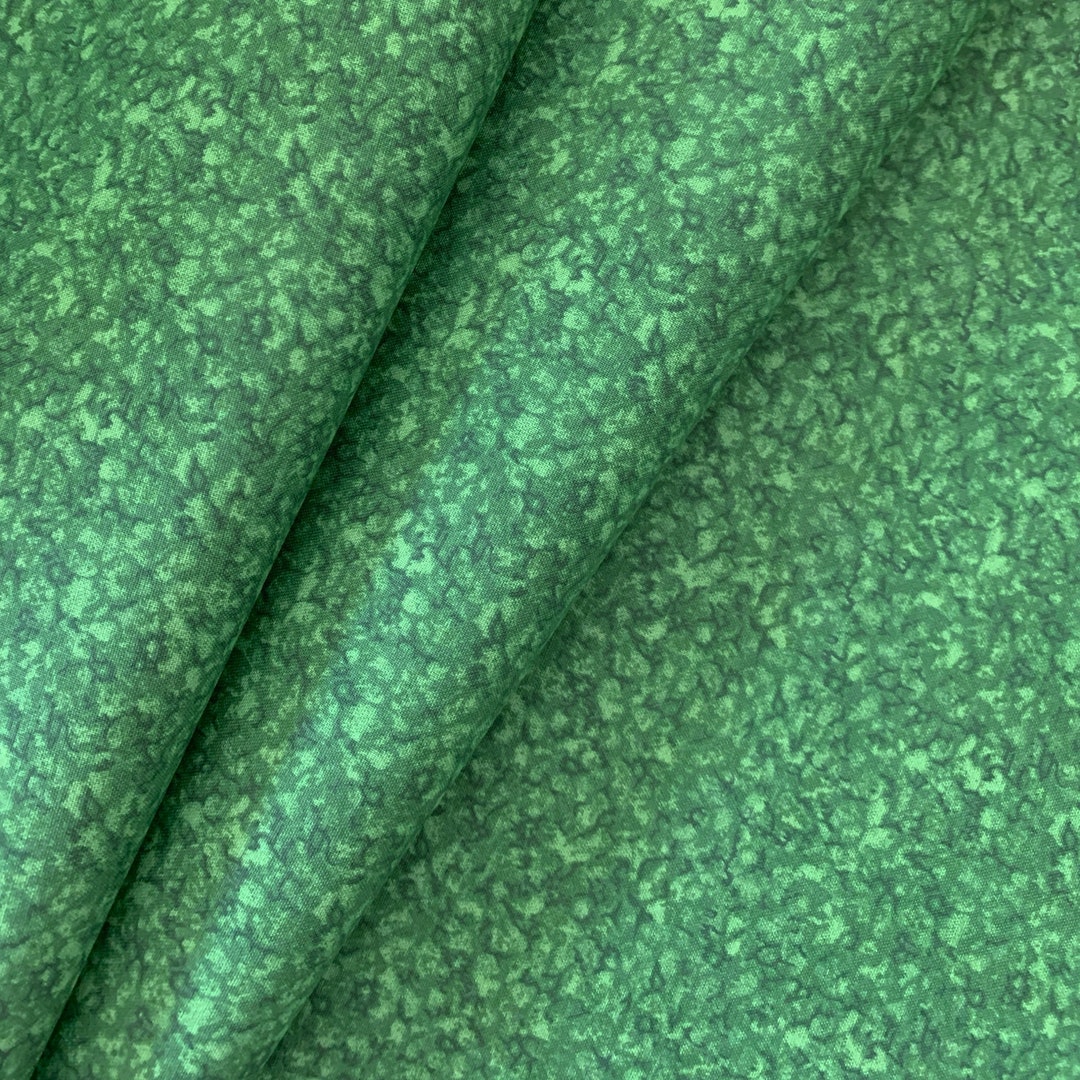 Green Crackle Fabric by the Yard, Green Print, 100 Cotton, Hunter