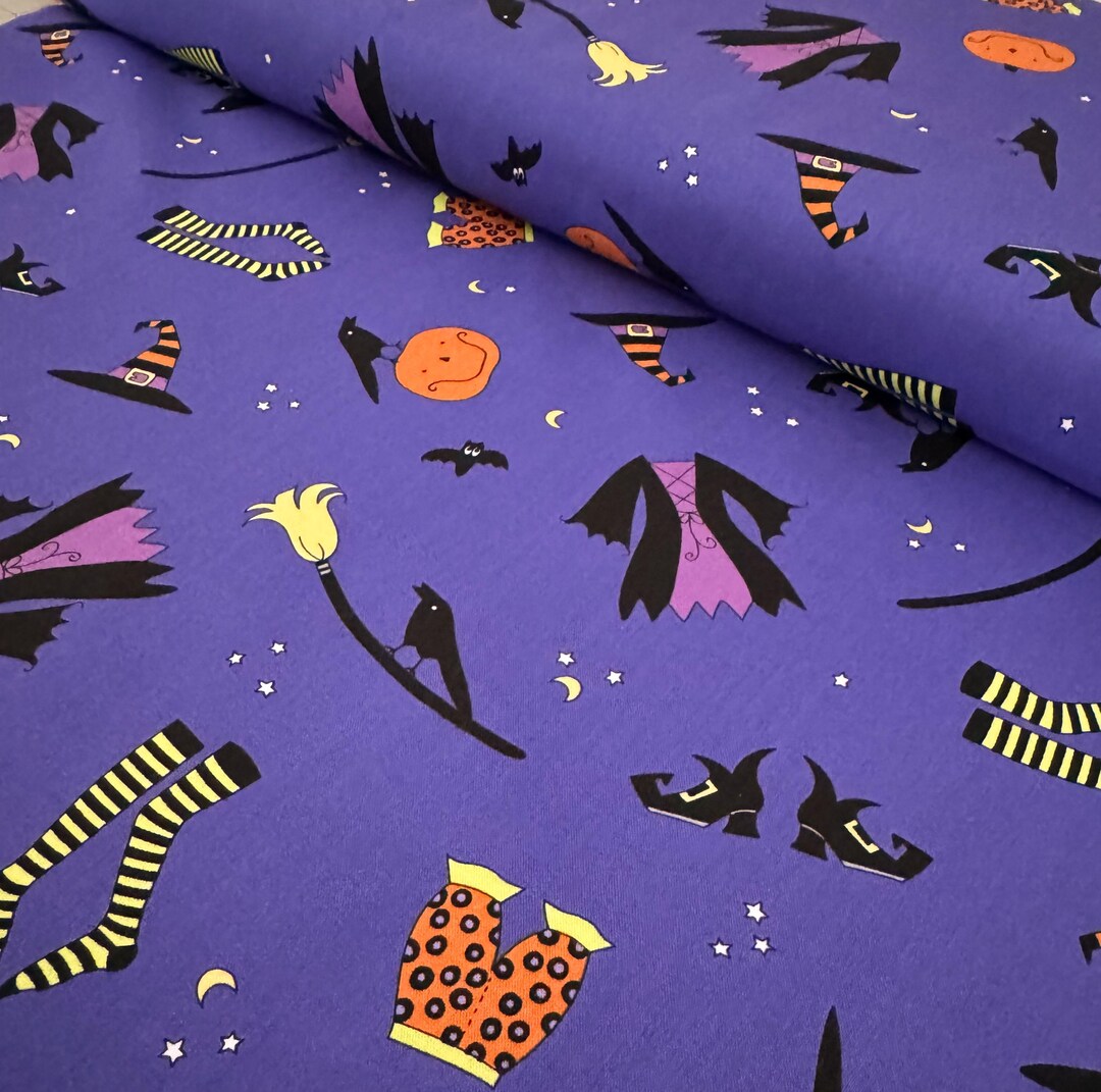 Hocus Pocus Halloween Fabric, Tossed Wardrobe, Purple 100% Cotton - Etsy