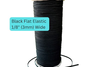 Schwarzes geflochtenes Gummiband, 3 mm breit, elastisch
