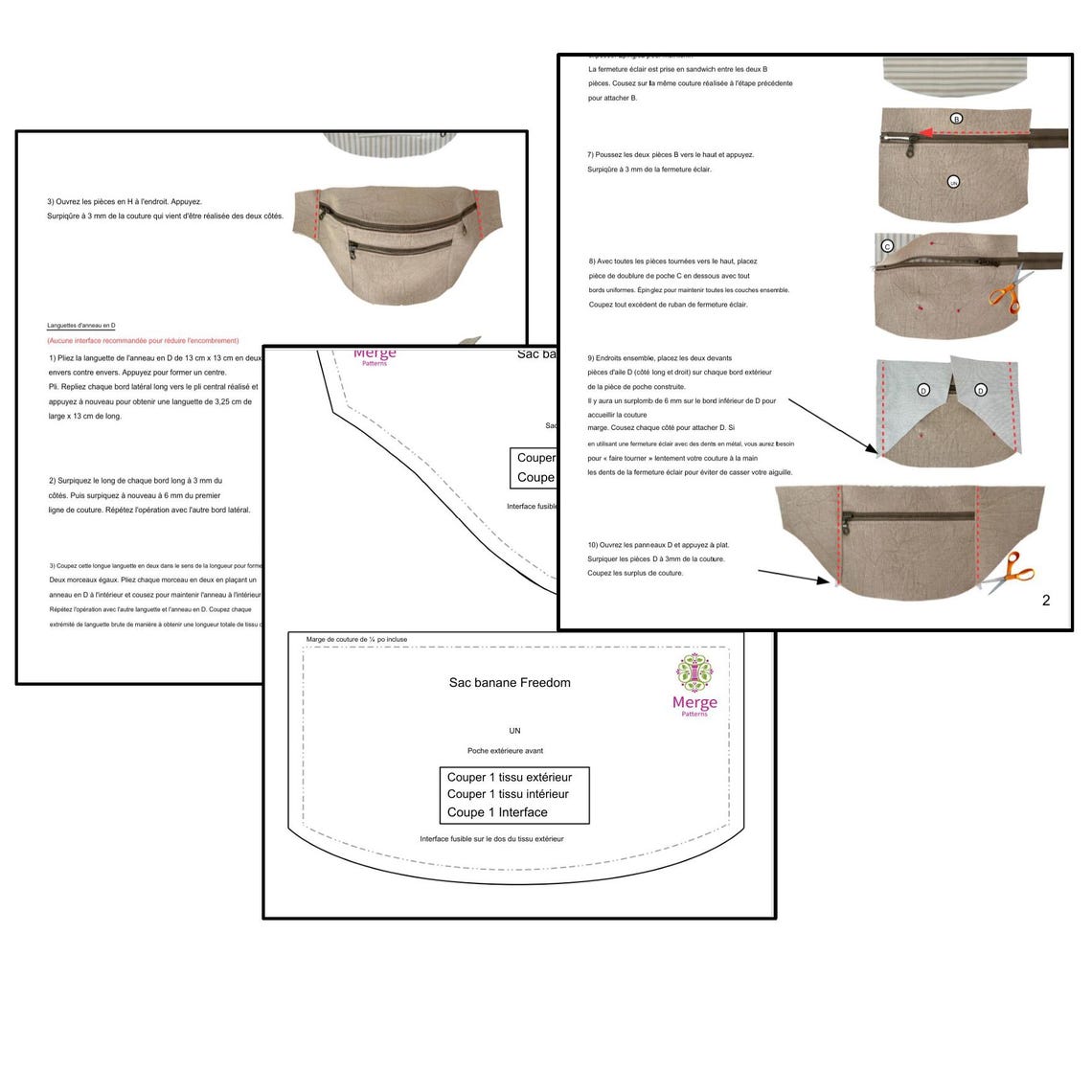 Freedom Hip Bag Sewing Pattern, French Instructions (PDF Pattern) - Etsy