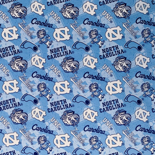 UNC 100% Cotton Fabric, University of North Carolina College Team Logo Fabric, Quilting Weight Licensed Fabric, Go Rams!