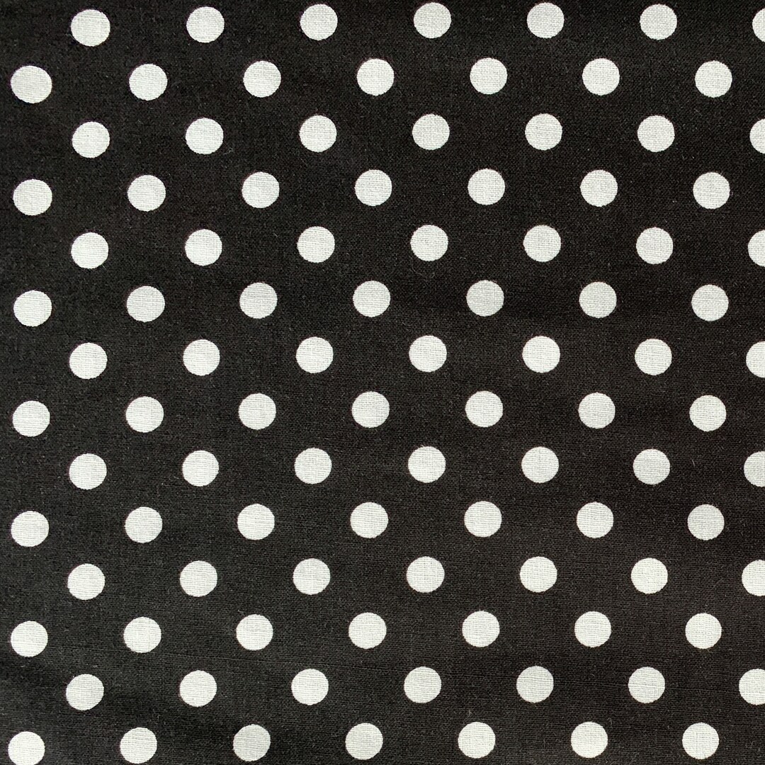 100 Cotton Fabric Waverly Print Dots on Black Quilting Etsy