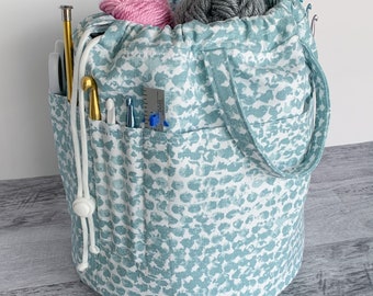 Project Bucket Bag Sewing Pattern, Knitting Storage, Two Sizes (PDF Pattern)