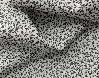 100% Cotton Black Floral Calico on White, Small Floral Print Fabric, Quilting Cotton, Apparel Fabric, Sold by the Half Yard and Full Yard