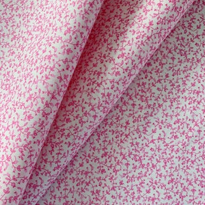 100% Cotton Fabric in Pink Calico Floral, Quilting Weight Cotton, Apparel Fabric, Fabric by the Yard, Half Yard, Quarter Yard