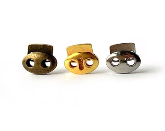 Double Hole Metal Toggles, Silver, Bronze, and Gold, Quality Toggle, Metal Toggle, Double Hole Bean Toggle Cord Locks