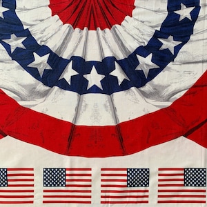Old Glory Bunting Patriotic Fabric BTY 100% Cotton Fabric, American Flags Quilting Weight Cotton, First Quality, Sold by the Panel 35&quot; x 44&quot;