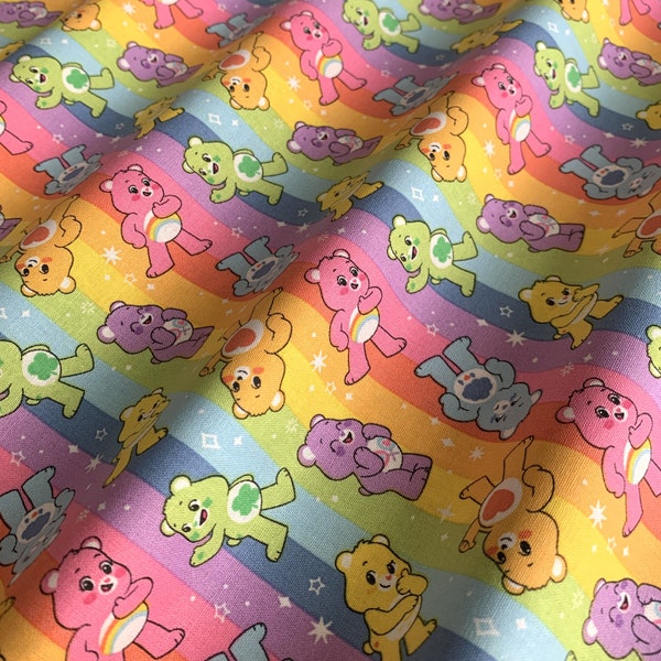 Care Bears 100% Cotton Fabric in Rainbows, By TCFC, Made by Camelot Fabrics, Licensed Fabric, Sold By The Yard, Half Yard, Quarter Yard